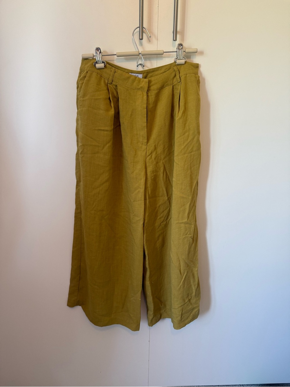 Women’s Wide-Leg Pants in Olive Green Linen Panfs